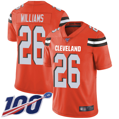 Cleveland Browns Greedy Williams Men Orange Limited Jersey 26 NFL Football Alternate 100th Season Vapor Untouchable
